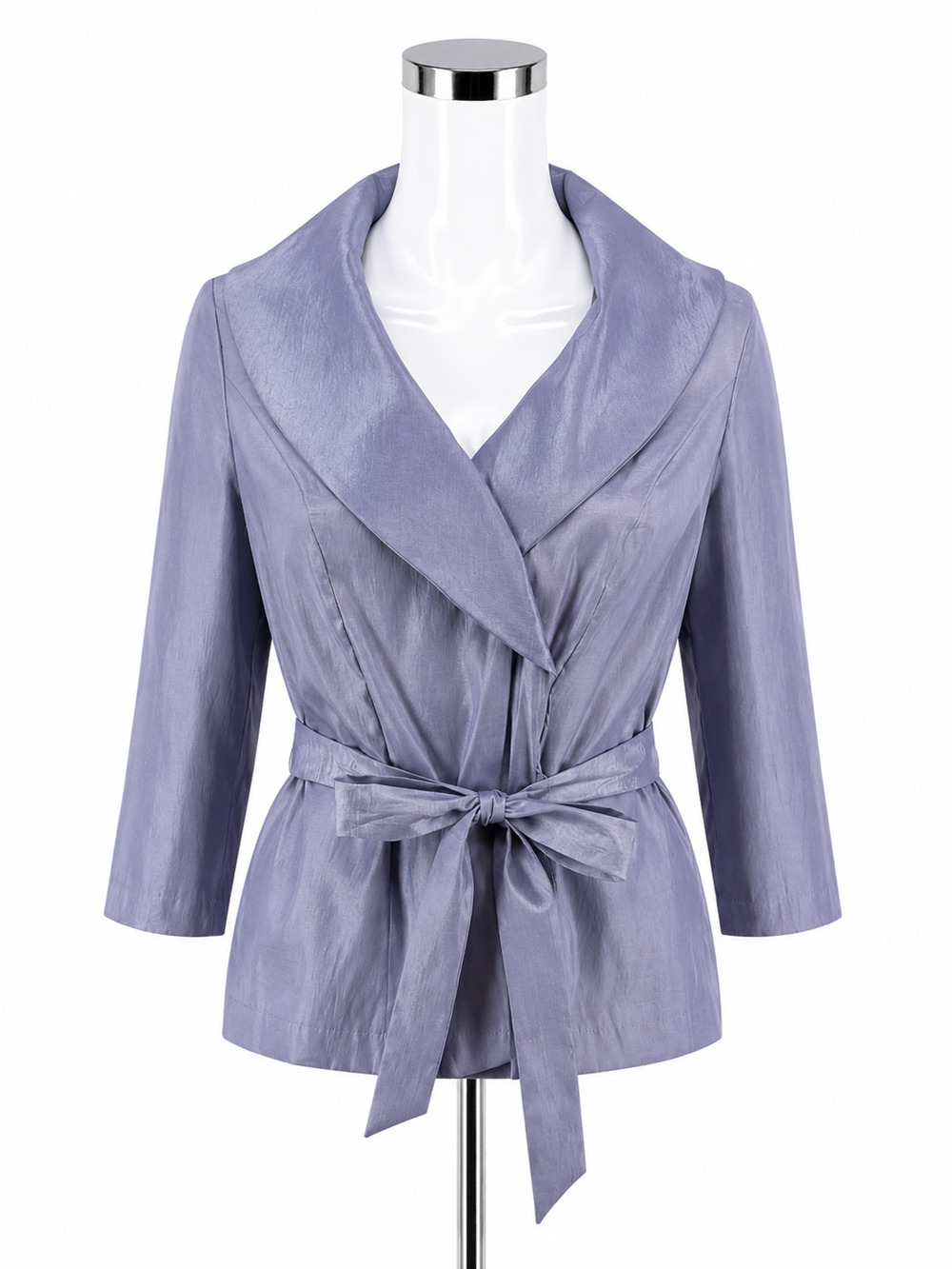 Alex Evenings Shimmer Waterfall Collar Faux Wrap Top Size Medium Lavender